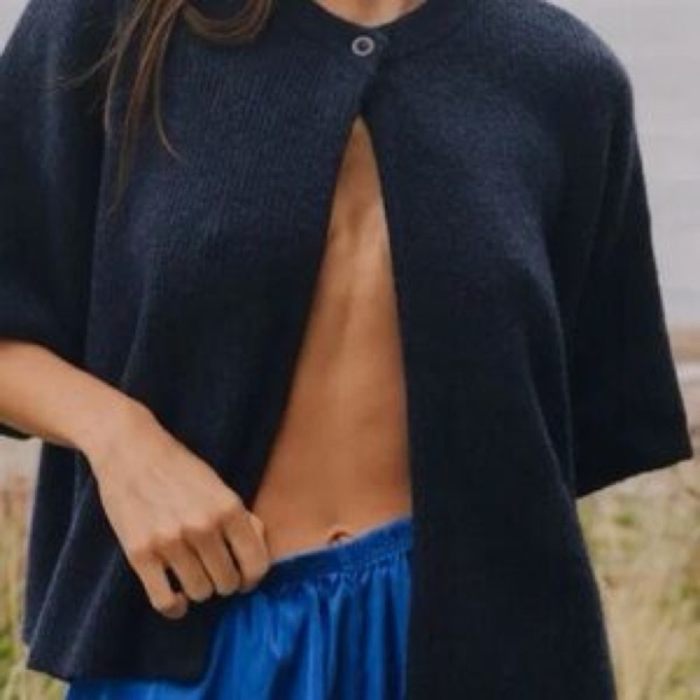 Daily Drills Single Button Cardigan Navy Blue